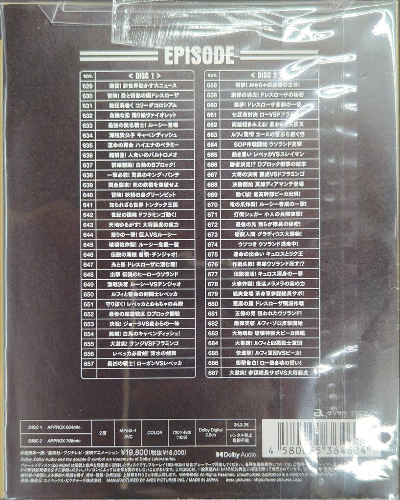 アニメBlu-ray ONE PIECE Eternal Log DRESS ROSA 上巻