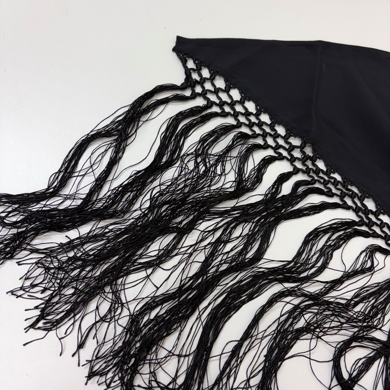 フラメンコ シージョ 黒 ブラック 花 刺繍 フリンジ ショール - メルカリ