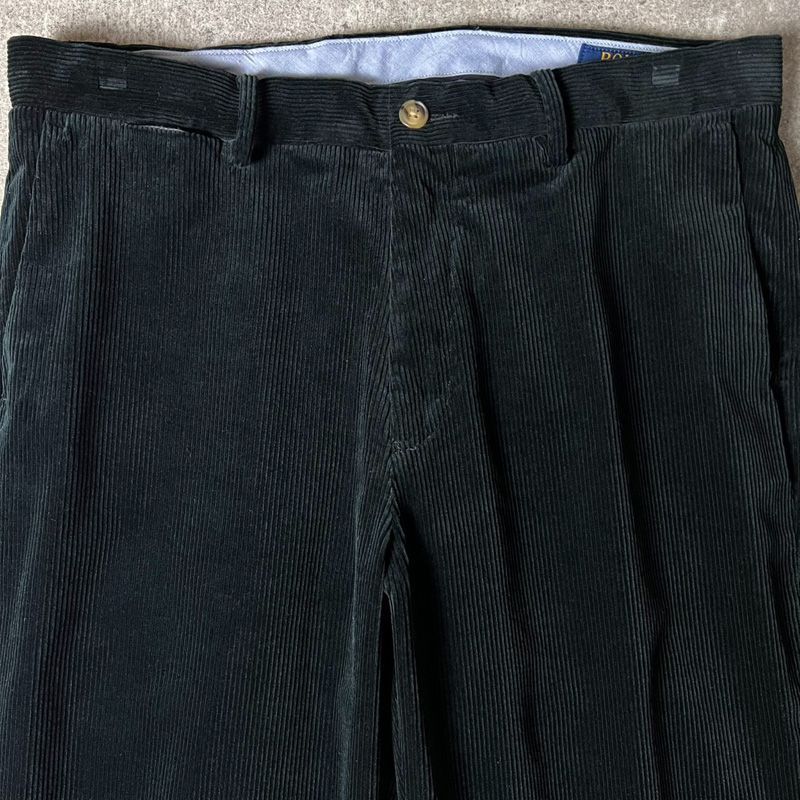 Polo by Ralph Lauren コーデュロイパンツ ブラック 34 90's POLO by Ralph Lauren インタック太畝コーデュロイパンツ 炭黒