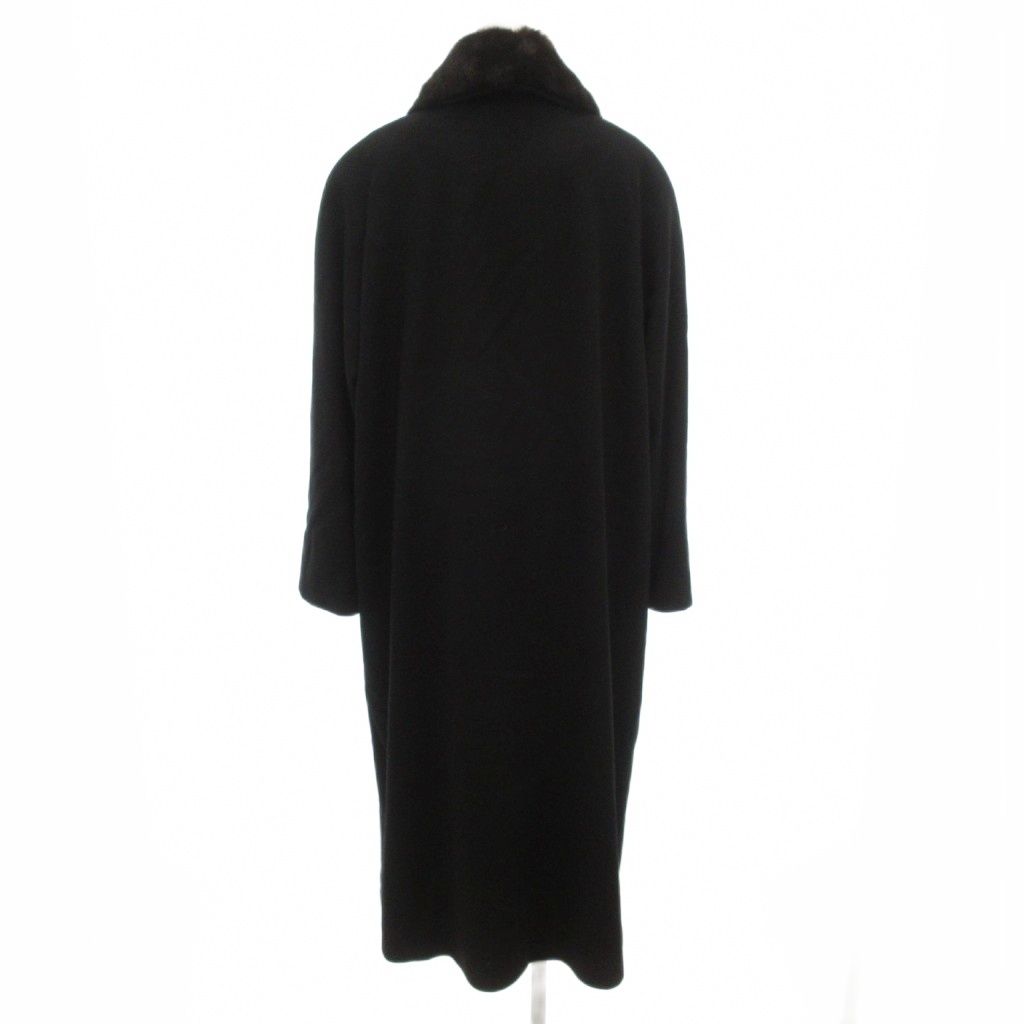 バルマン BALMAIN カシミヤ ステンカラーコート ロング 襟ミンクファー