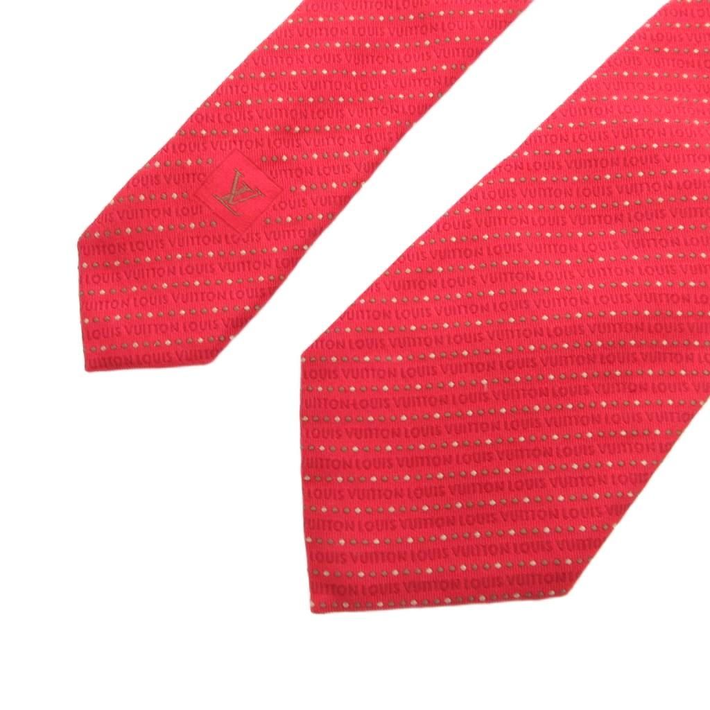 ルイヴィトン LOUIS VUITTON ネクタイ 絹 シルク 赤 レッド LVロゴ 総