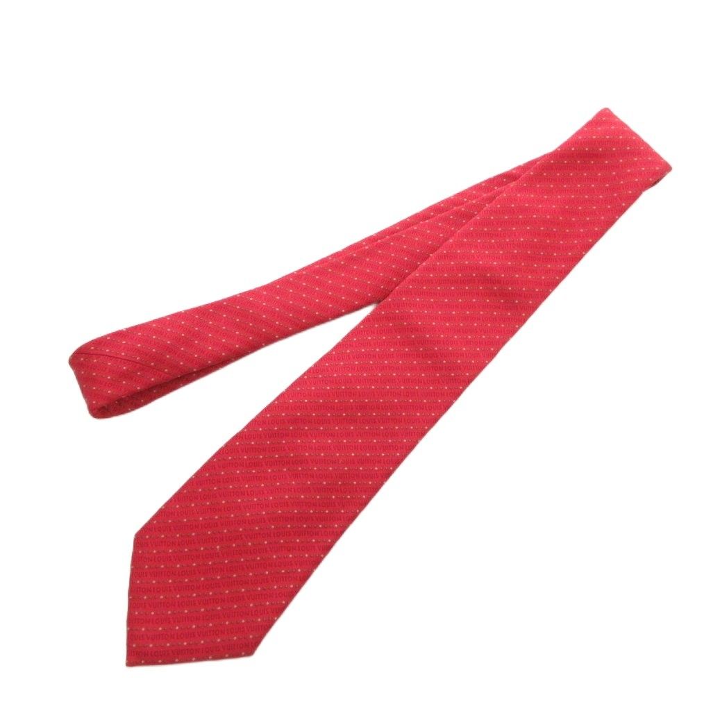 ルイヴィトン LOUIS VUITTON ネクタイ 絹 シルク 赤 レッド LVロゴ 総