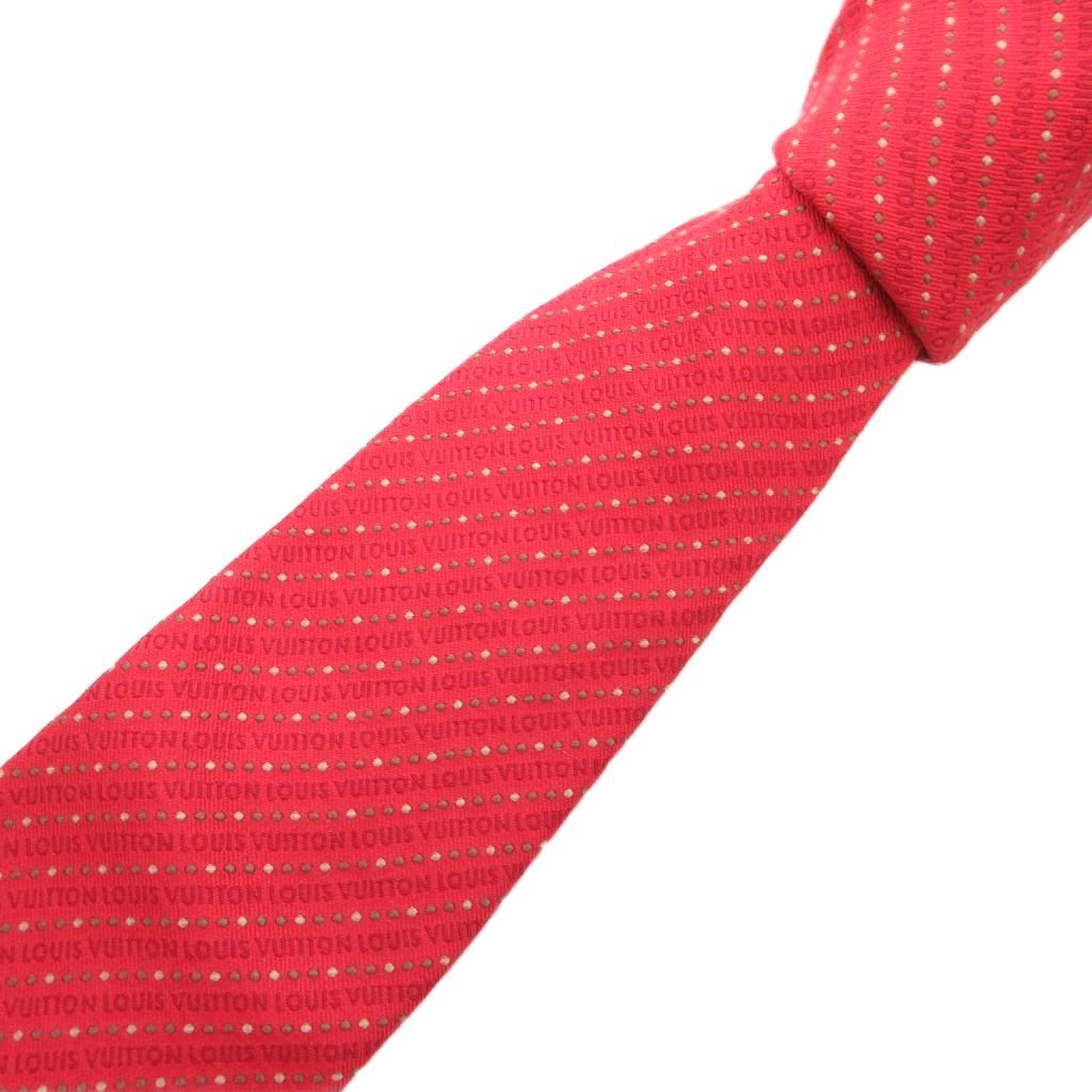 ルイヴィトン LOUIS VUITTON ネクタイ 絹 シルク 赤 レッド LVロゴ 総