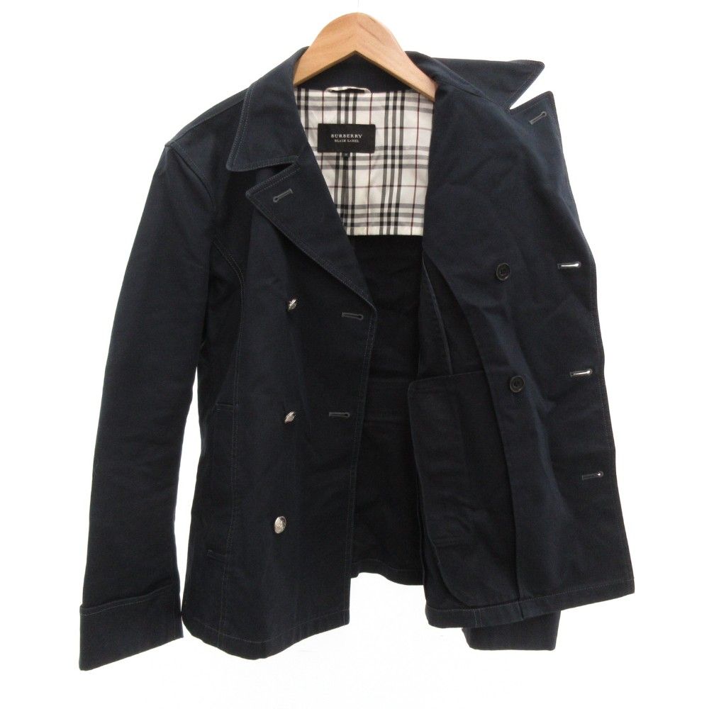 BURBERRY BLACK LABEL 銀ボタンピーコート Mサイズ ネイビー バーバリーブラックレーベル BURBERRY BLACK LABEL ピーコート ダブル