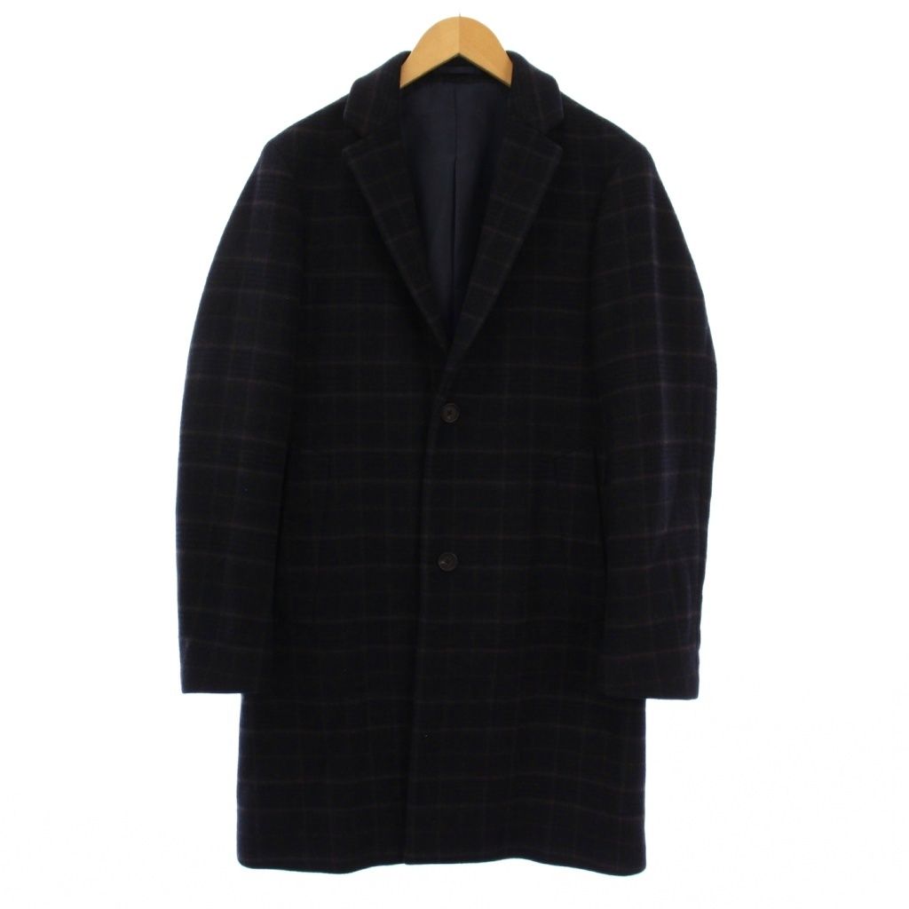 エディフィス EDIFICE チェスターコート ロング チェック柄 ウール M