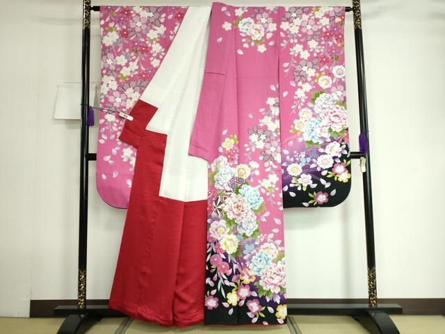 平和屋着物○豪華振袖・長襦袢（無双仕立て）セット 駒刺繍 枝垂れ桜