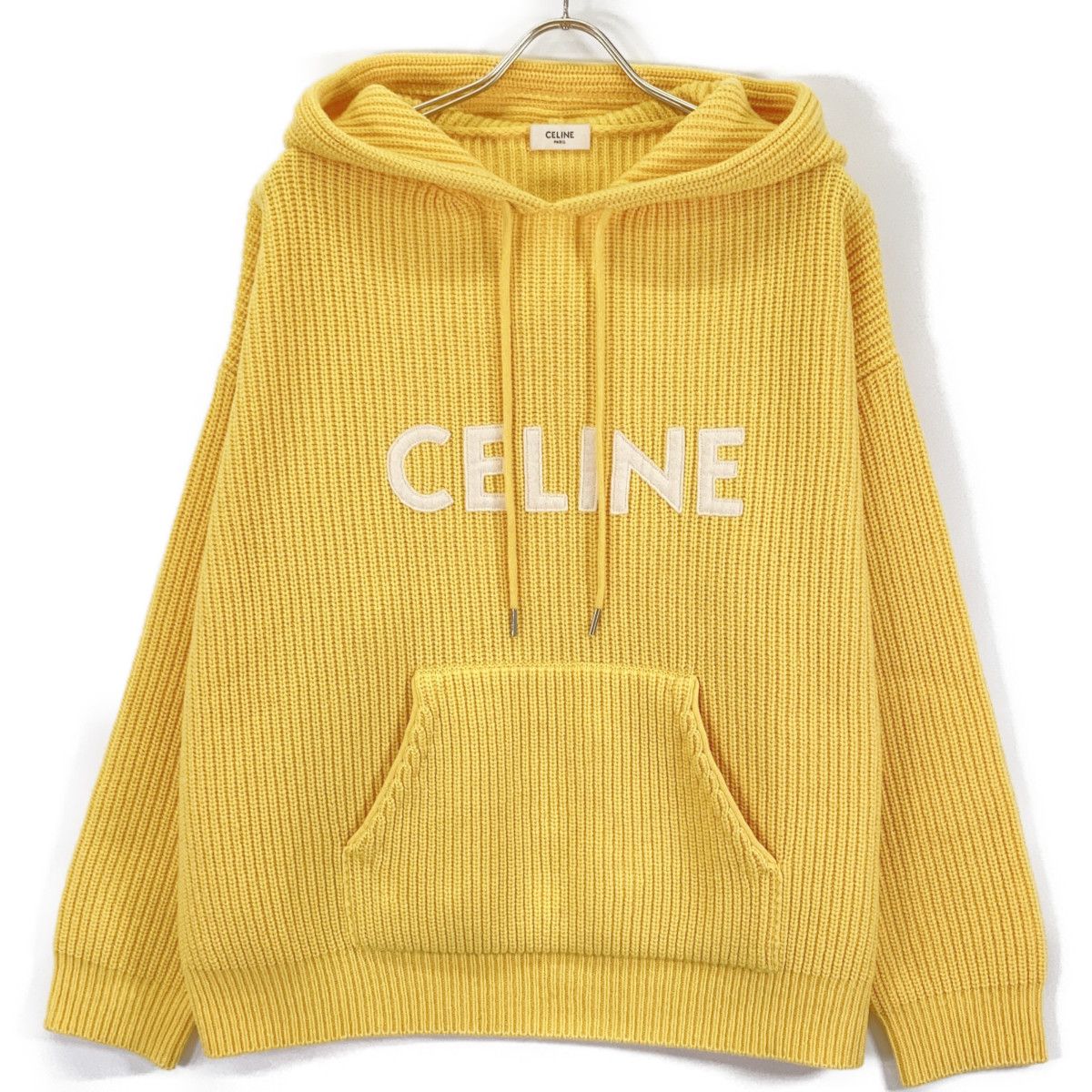CELINE セリーヌ ｲｴﾛｰ ｴﾃﾞｨ期 ｳｰﾙ ﾛｺﾞﾆｯﾄﾊﾟｰｶｰ ﾕﾆｾｯｸｽ XS CELINE 