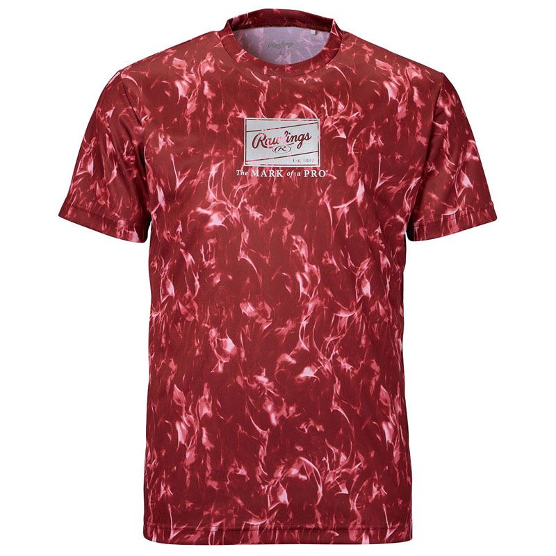 ローリングス Rawlings フレイムグラフィックTシャツ 半袖Tシャツ 25AW AST15F01、(RD)レッド