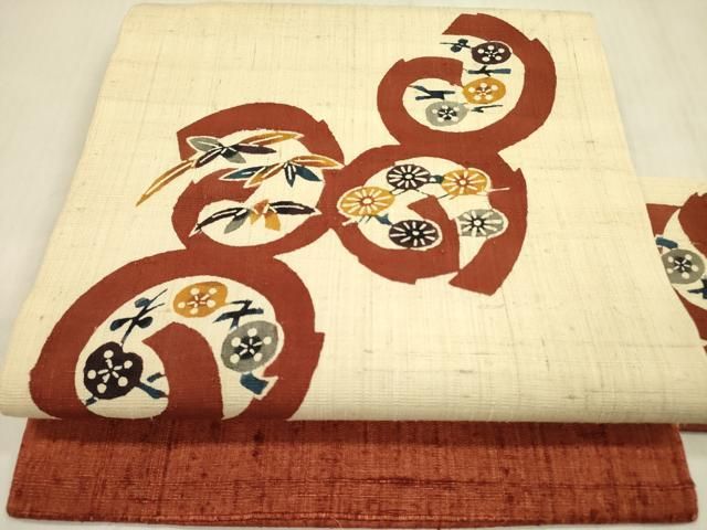 平和屋着物○人間国宝 芹沢圭介一番弟子 下平清人 九寸名古屋帯 紬地