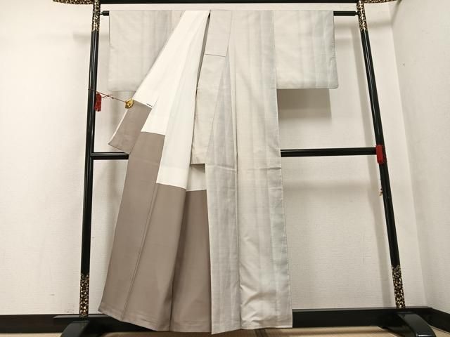 平和屋着物○本場大島紬 白大島 カタス9マルキ 間道 正絹 逸品