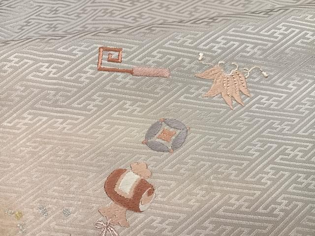平和屋着物○男性 訪問着 刺繍 宝尽くし 暈し染め 金銀彩 正絹 逸品