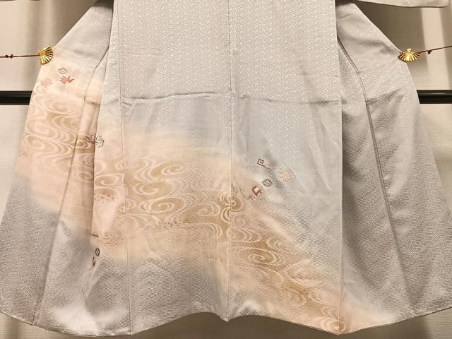 平和屋着物○男性 訪問着 刺繍 宝尽くし 暈し染め 金銀彩 正絹 逸品