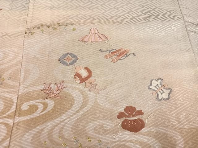 平和屋着物○男性 訪問着 刺繍 宝尽くし 暈し染め 金銀彩 正絹 逸品
