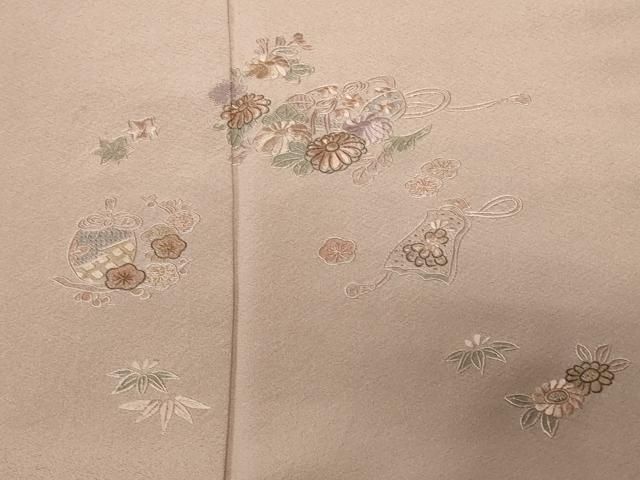 平和屋着物■中国三大刺繍　相良刺繍　訪問着　絞り　草花文　正絹　逸品　CABF4356ev 平和屋着物□中国三大刺繍 スワトウ相良刺繍 総刺繍訪問着 仕覆草花文