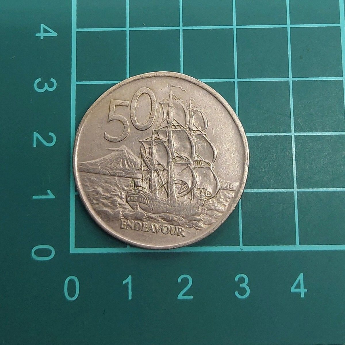 ニュージーランド 50セント 1974年 エリザベス2世 帆船 エンデバー
