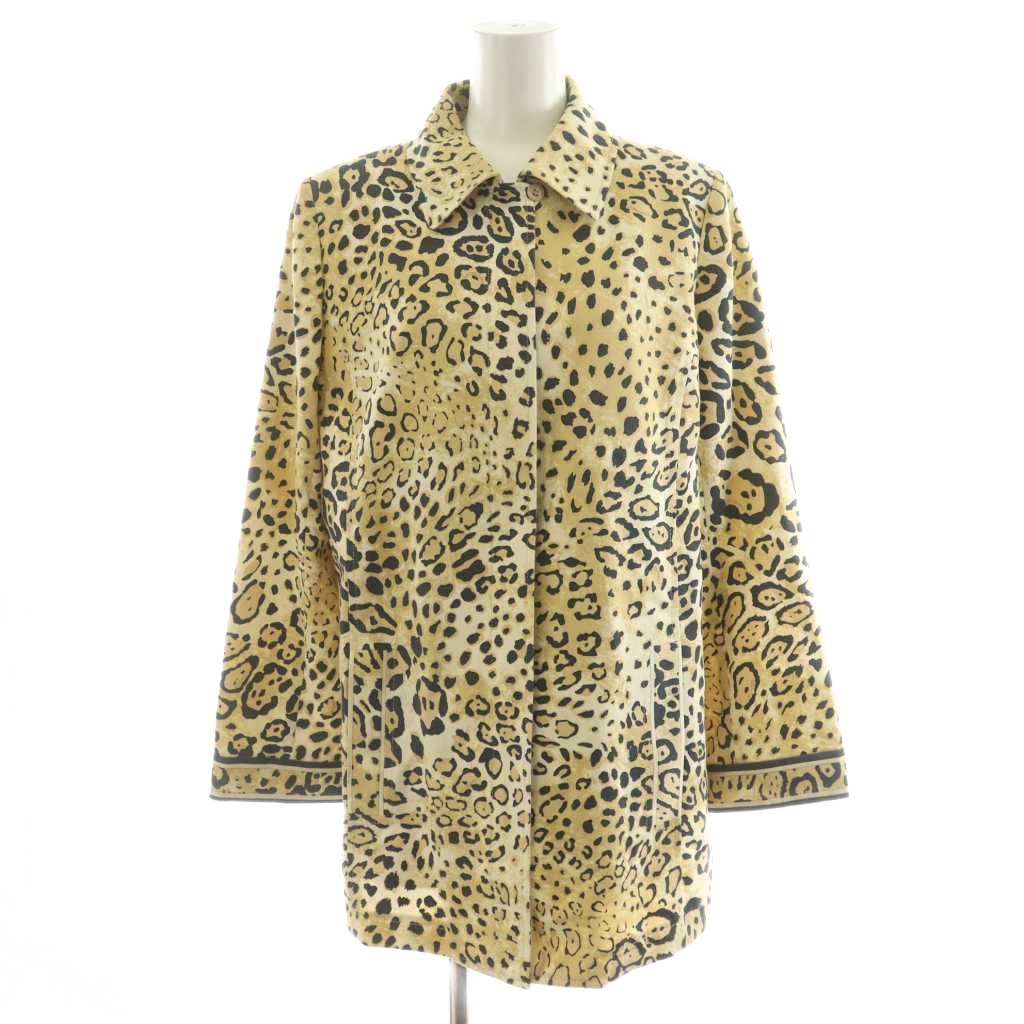レオナール LEONARD ジャケット ジップアップ レオパード ヒョウ柄 絹