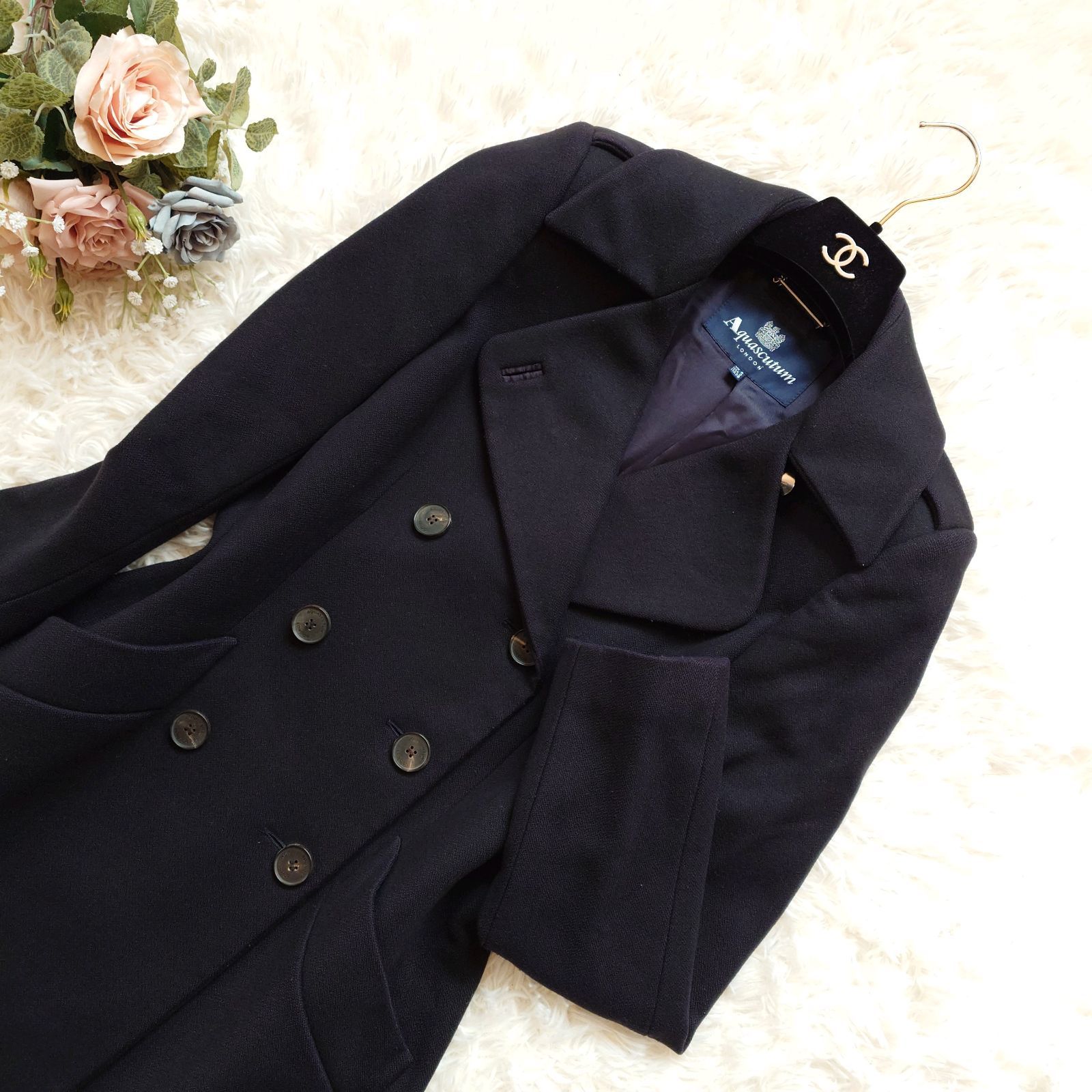 現行 アクアスキュータム Aquascutum チェスターコート ロングコート