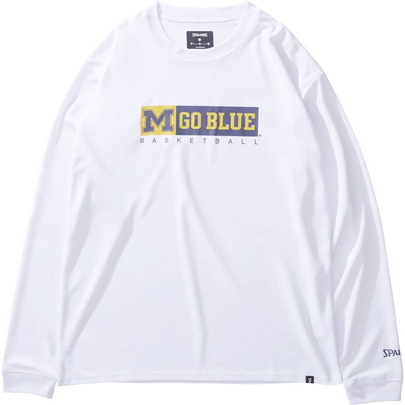 SPALDING スポルディング ロングスリーブTシャツ ミシガン M ゴーブルー バスケットボール バスケットボール 長袖Ｔシャツ smt24128m-2000、ホワイト