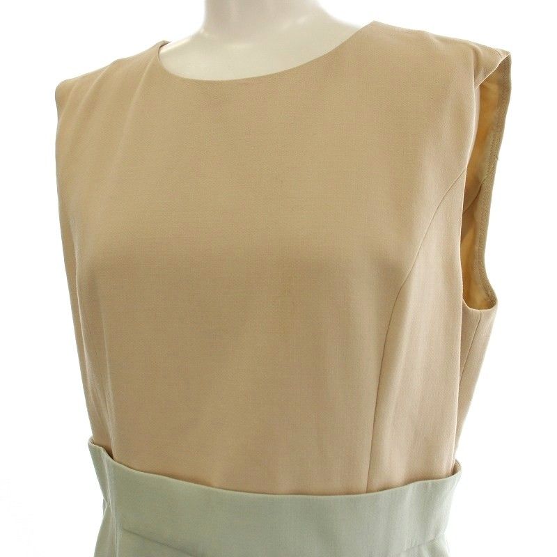 フォクシー FOXEY ノースリーブ バイカラー ワンピース ひざ丈 42