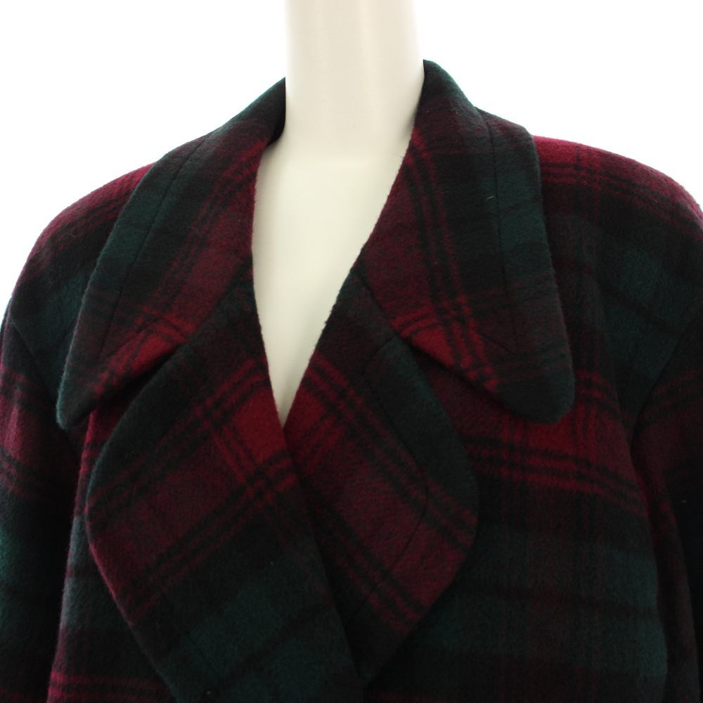 Leilian レリアン モヘヤ シャギーコート チェック ダブル 9号 Leilian レリアン モヘヤ シャギーコート チェック 9号 Leilian