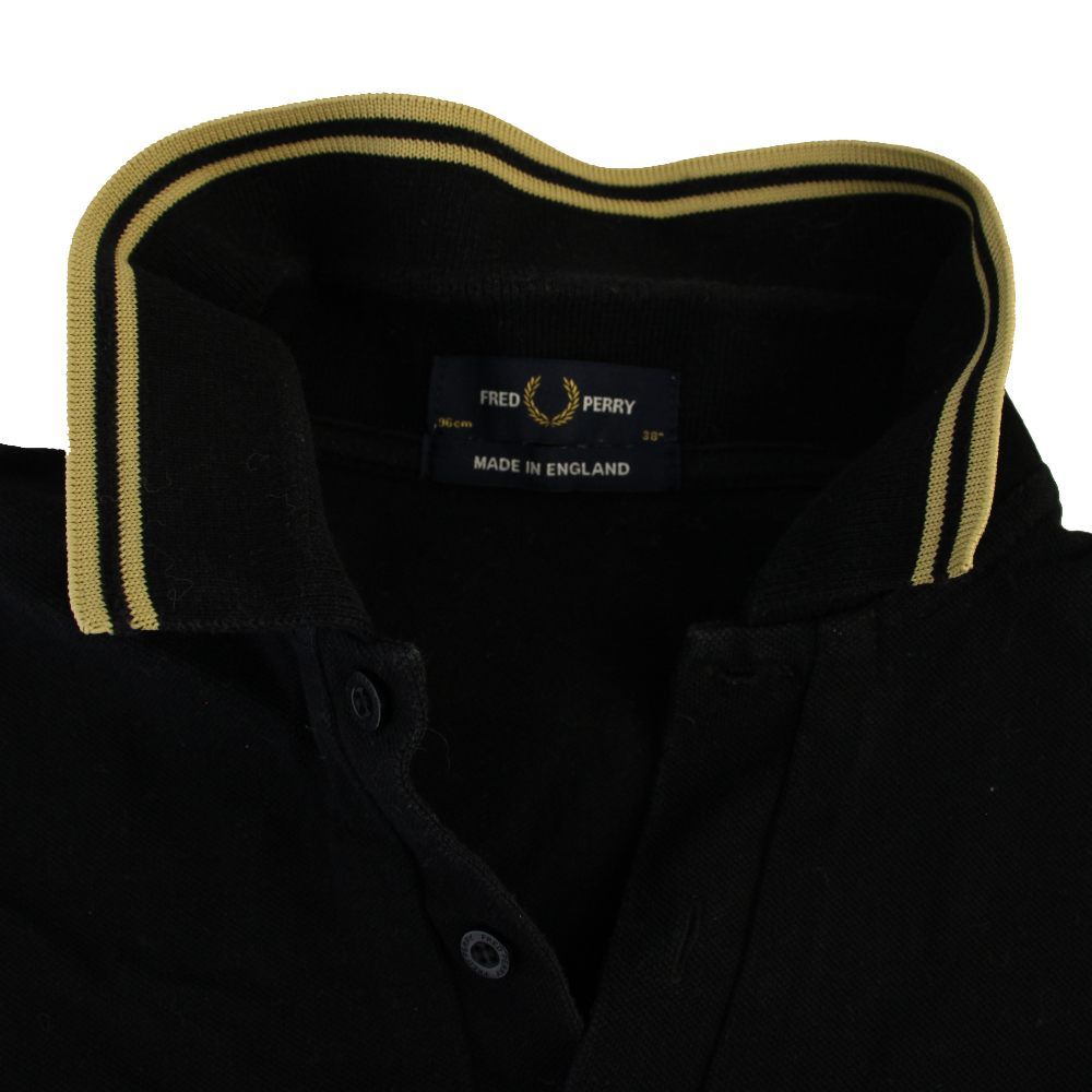 フレッドペリー FRED PERRY ポロシャツ 半袖 ロゴ刺繍 英国製 38 黒