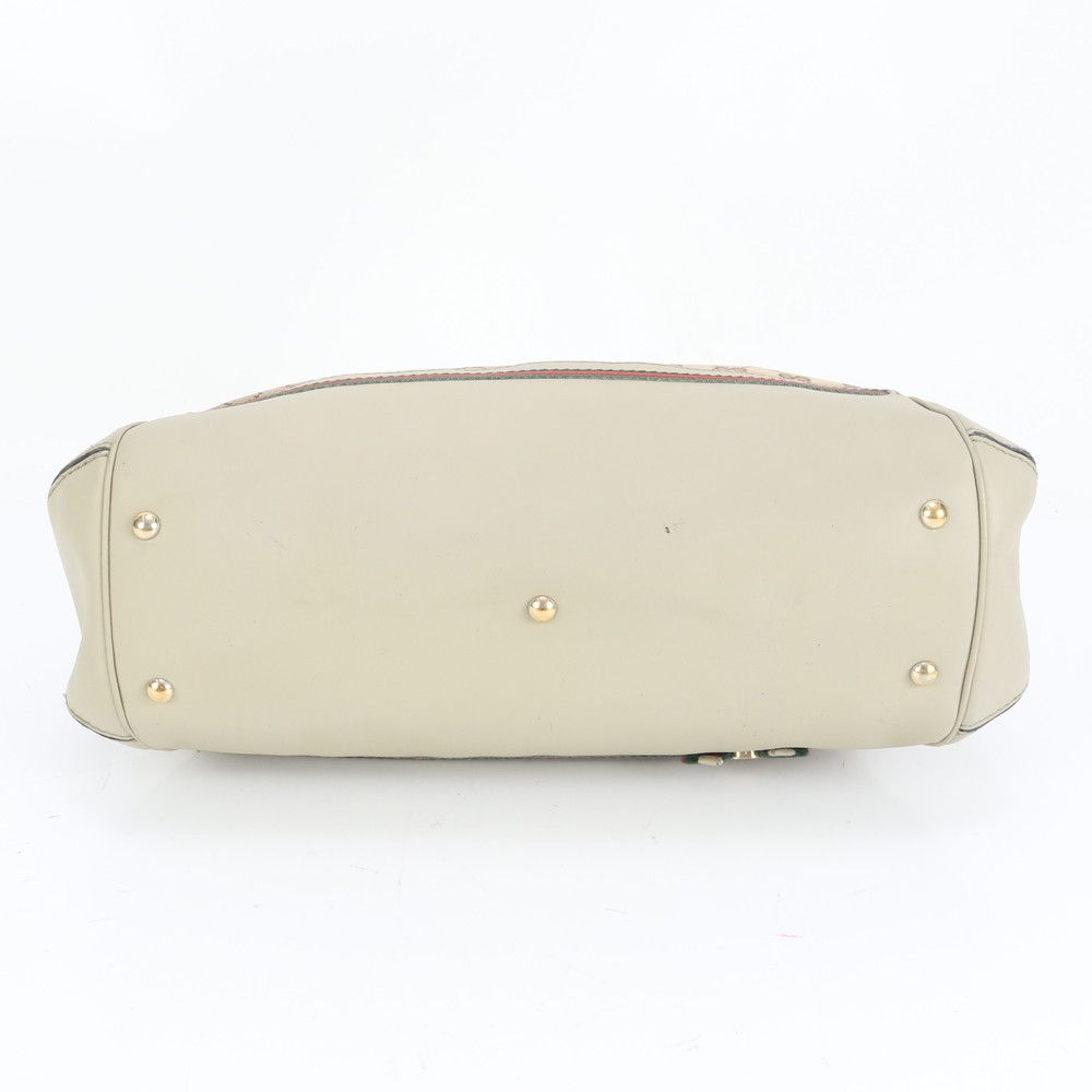 美品 グッチ GG キャンバス シェリー ライン メイフェア レザー トート