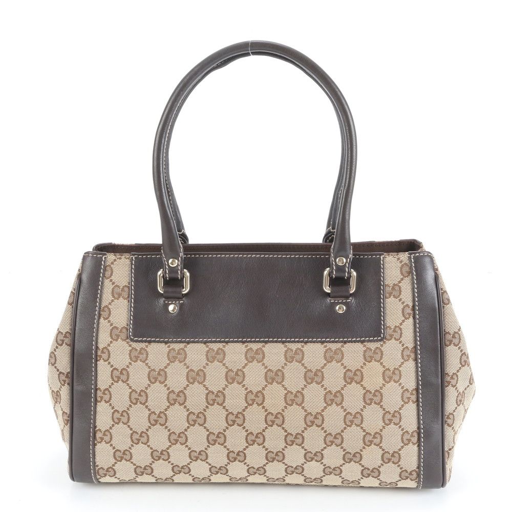 GUCCI　グッチ 　ハンドバッグ　 キャンバス レザー 極美品 グッチ GG キャンバス インターロッキング G フラワー レザー