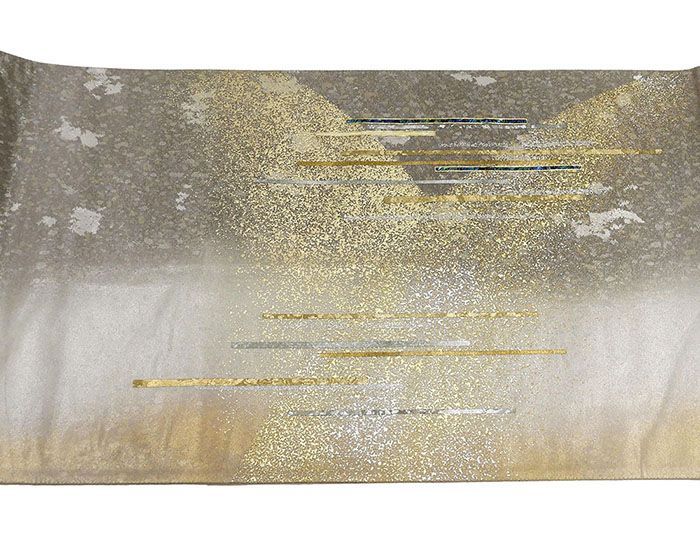 袋帯 正絹 螺鈿作家 藤本隆士 螺鈿 幾何 フォーマル 良品 中古