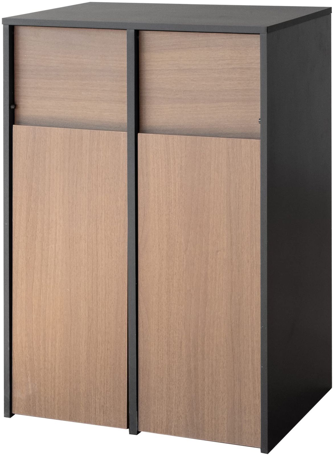 ダストボックス ヘリオス プッシュ式 キャスター付き 木目調 45 Lx 2対応 幅60.5 x奥43 x高さ90 cm DB-F 2100 BRBK ブラウンブラック