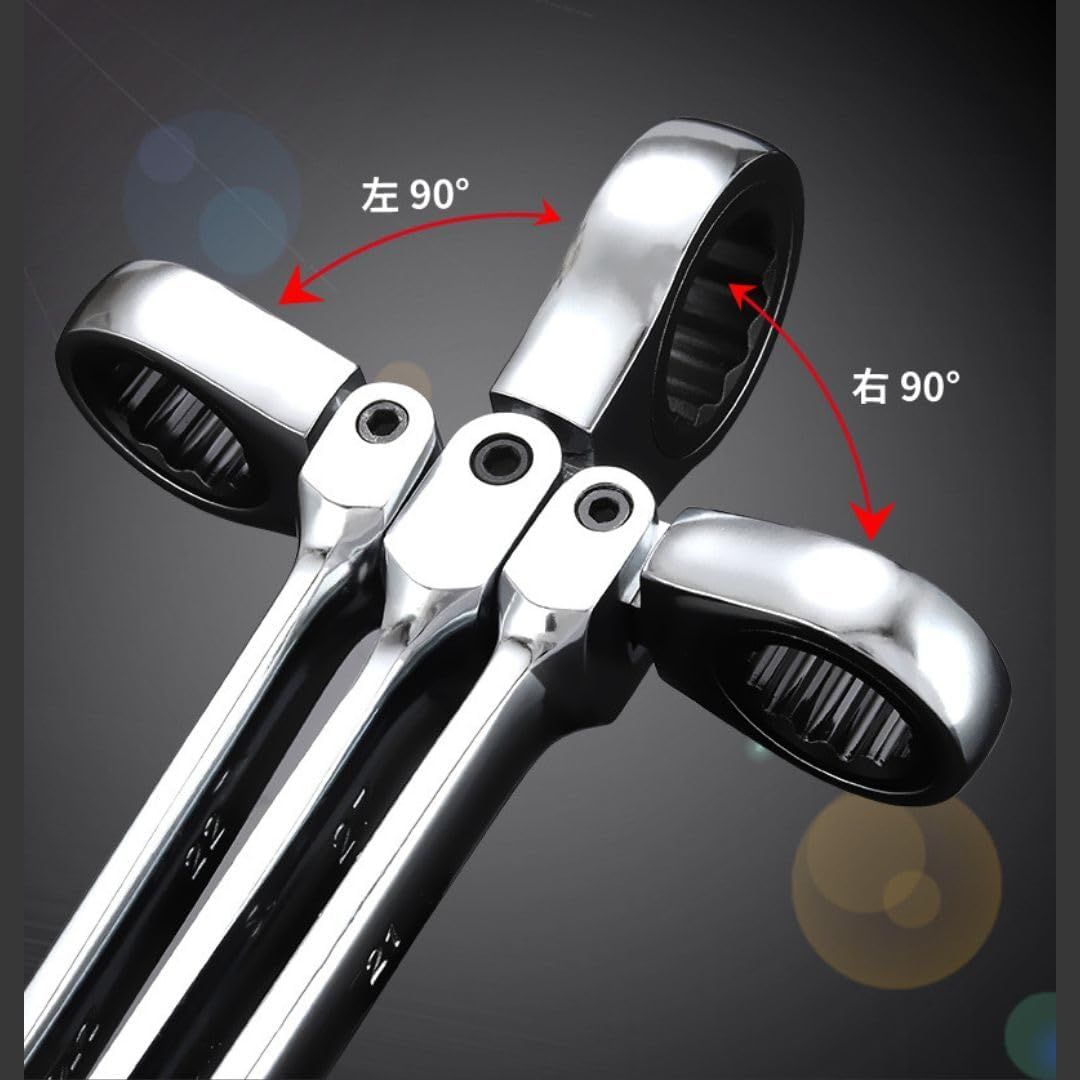 Wnicek コンビネーションレンチ スパナセット 8 mm~24 mm 12本組 メガネレンチセット 高炭素鋼製 鏡面仕上げ 両用ヘッド ラチェットスパナ 組み立て自動車修理|メンテナンス用 レンチセット 防水収納袋付き