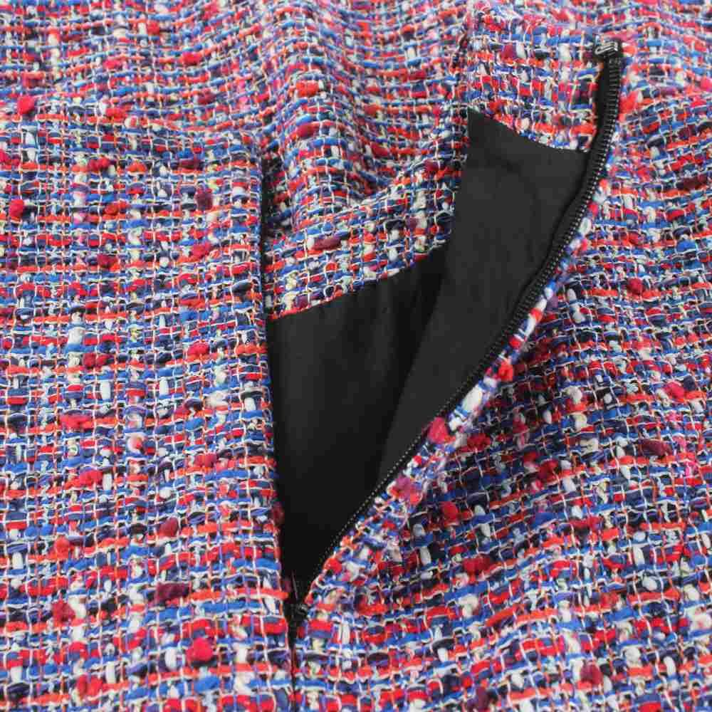 ヨーコチャン ツイードバルーンドレス ブルー系 サイズ38 結婚式 入学