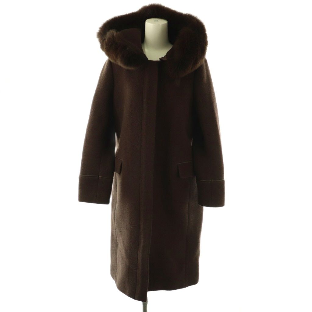 ジャスグリッティー JUSGLITTY ファーフード付きノーカラーコート