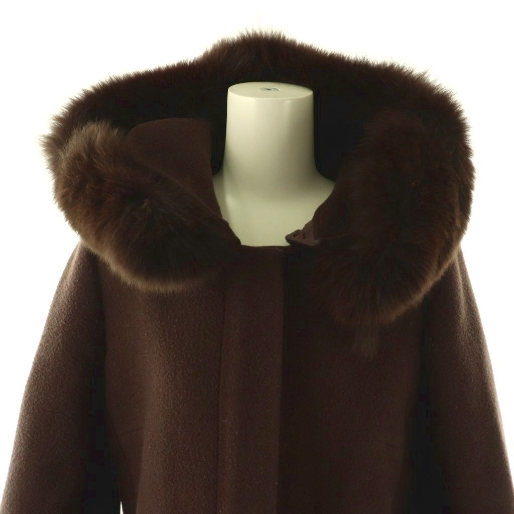 ジャスグリッティー JUSGLITTY ファーフード付きノーカラーコート