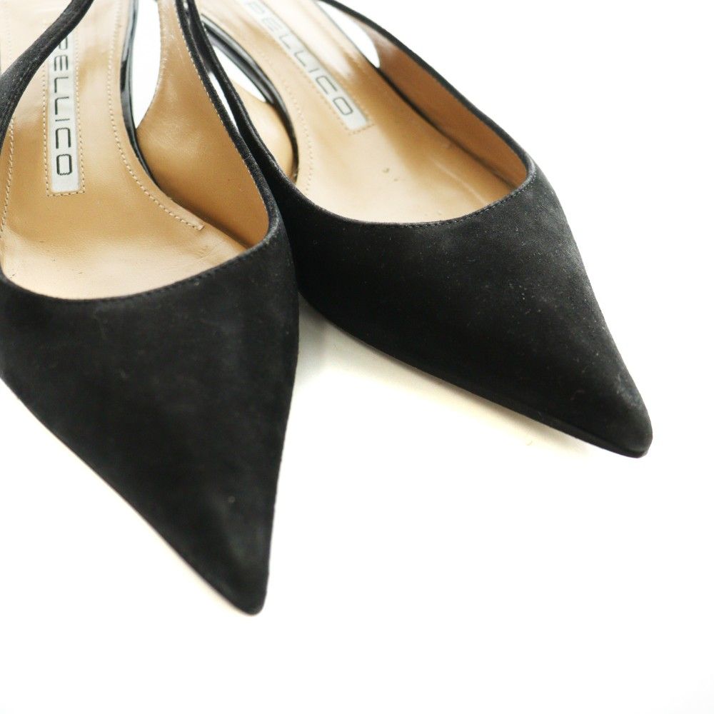 ペリーコ PELLICO スリングバックパンプス スエード エナメル 36 黒