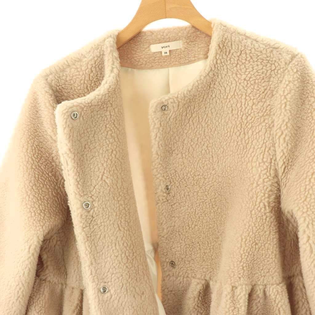 ヨリ yori もふボアコート アウター ノーカラー 36 ベージュ /NR □OS
