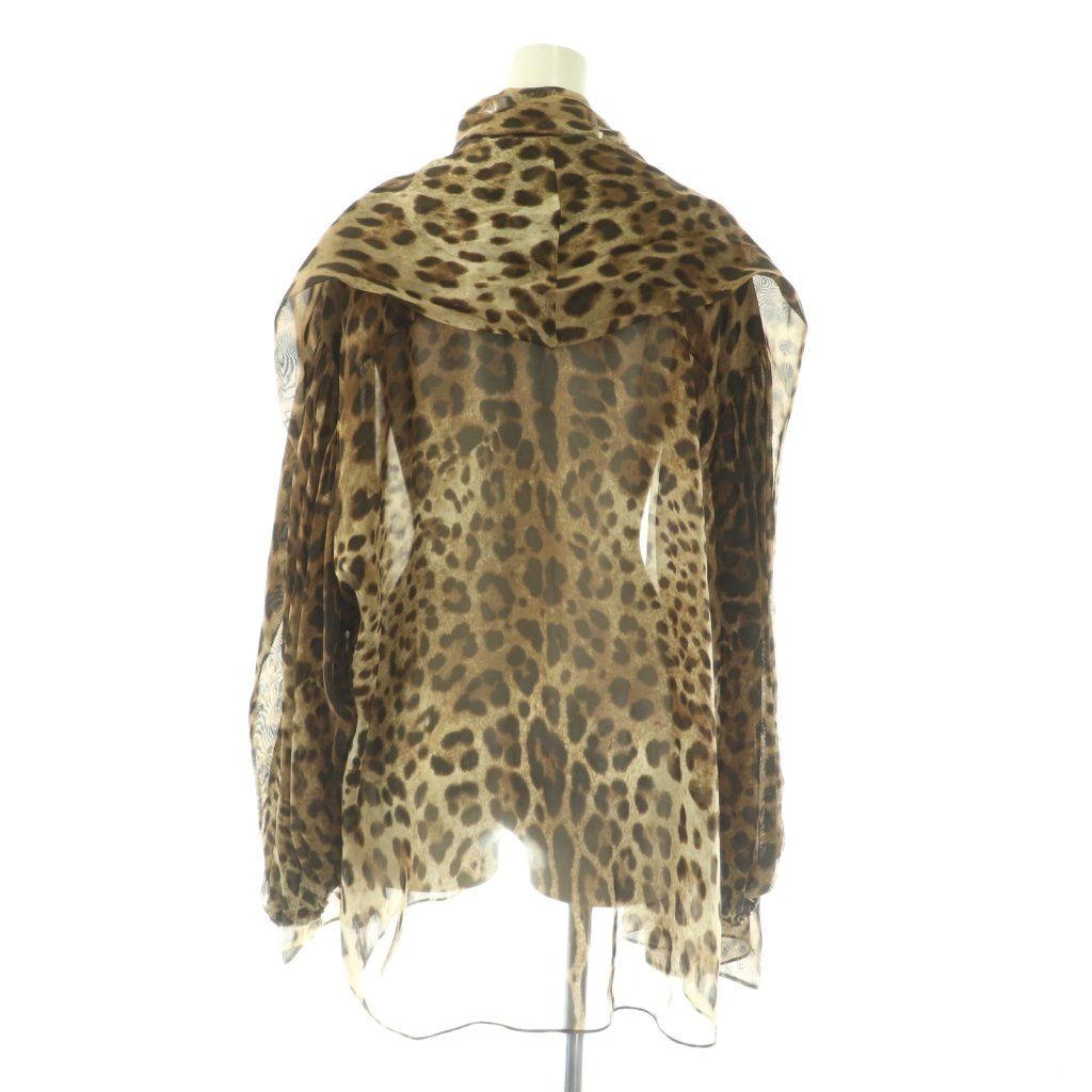 ドルチェアンドガッバーナ*レオパード柄シフォンブラウス　透け感　ヒョウ柄 38 ドルチェアンドガッバーナ*レオパード柄シフォンブラウス 透け感