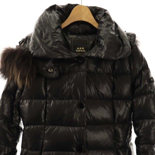【極美品】タトラス　ダウンジャケット　シルク　ポーランドラクーンファー　黒　m TATRAS (タトラス) ラクーンファー フード フルジップ ダウン