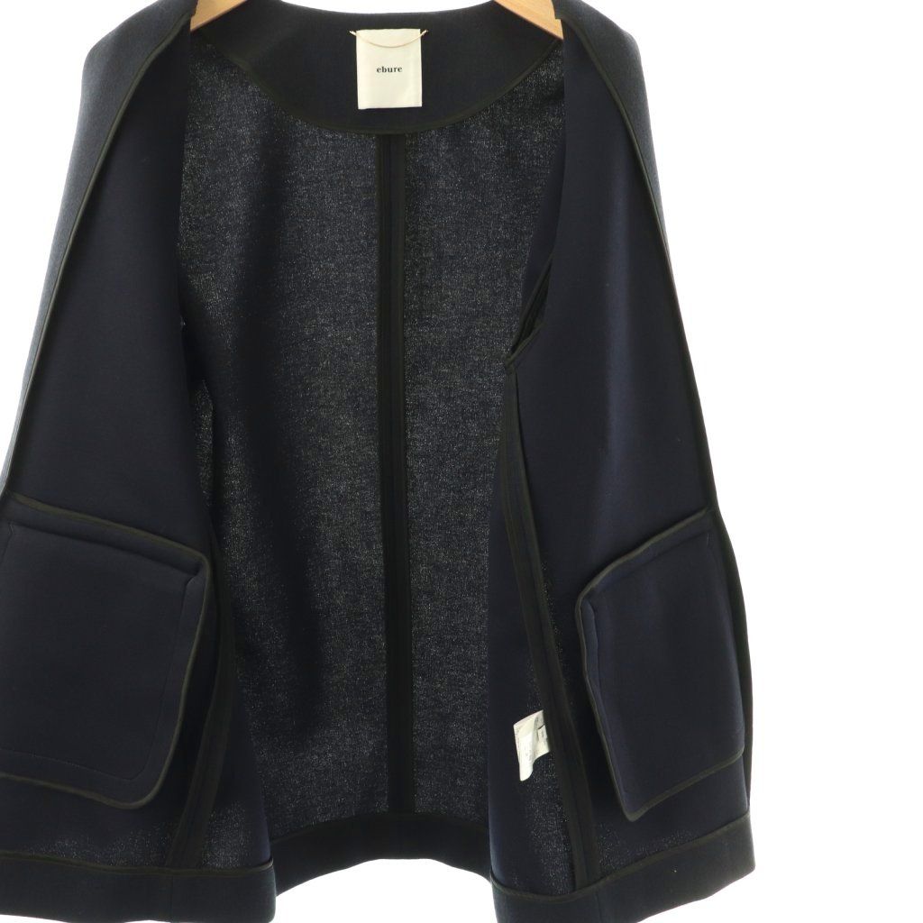 エブール ebure ライトビスボンディング ジャケット ノーカラー 38 紺  