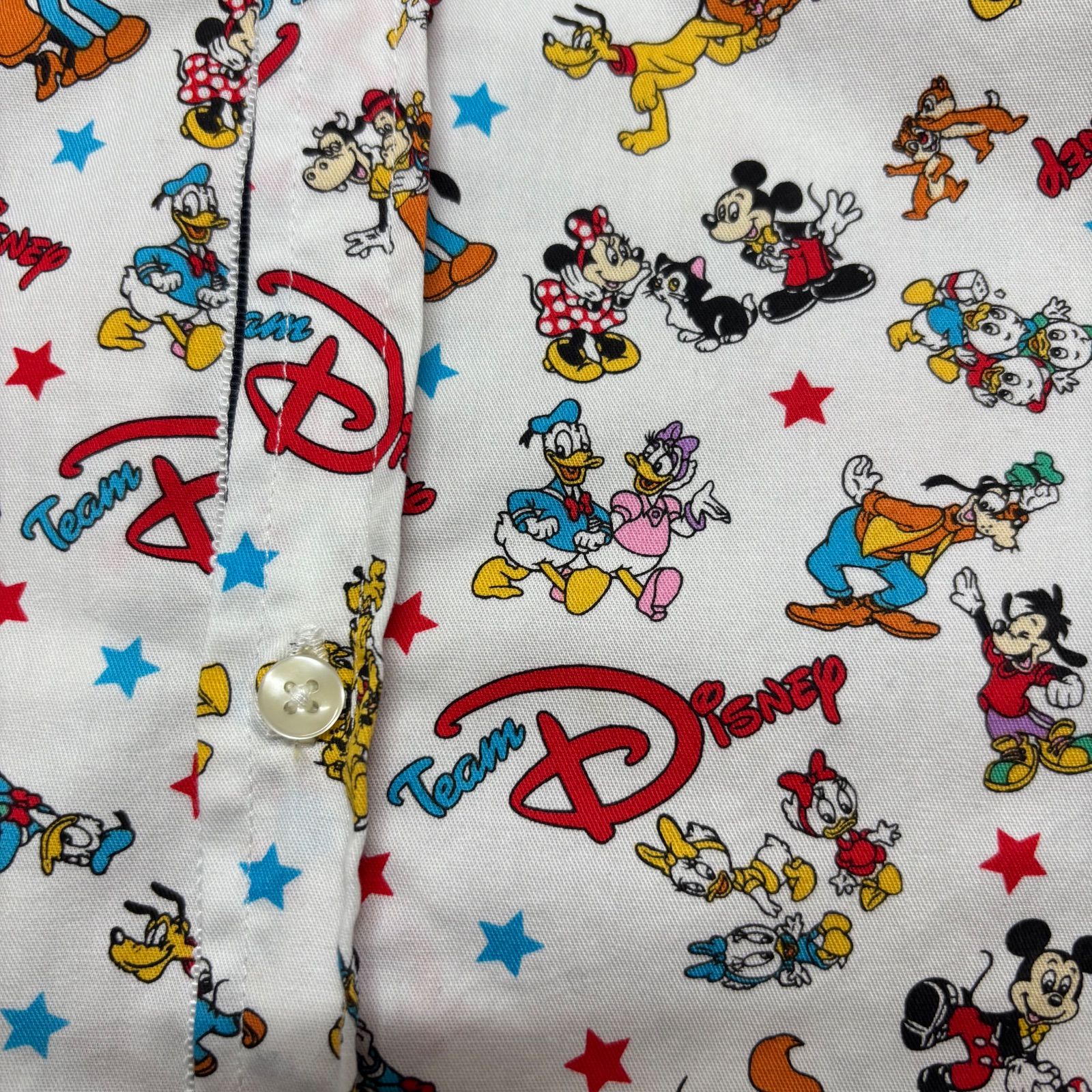 Team Disney ディズニーリゾート 長袖シャツ 総柄 L ミッキー フレンズ 