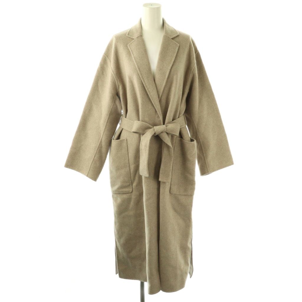 イエナ　ベージュ ロングコート ベルト付き スローブ イエナ SLOBE IENA HAMILTON ダブルフェイスウールロング