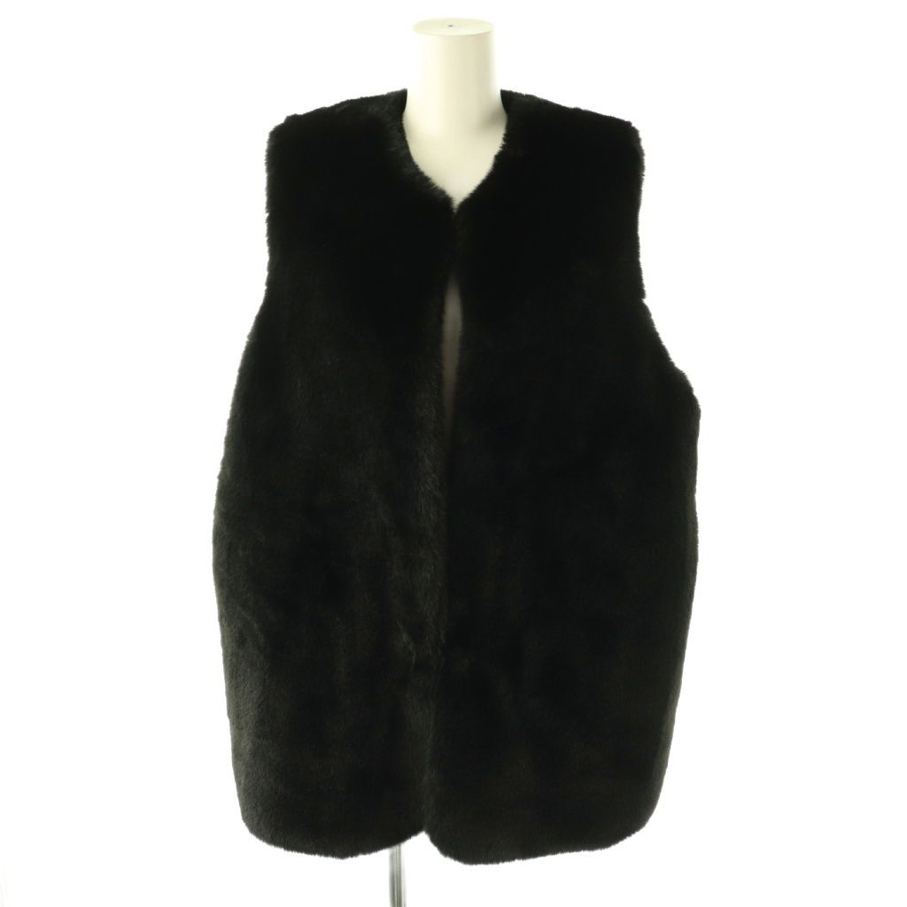 リンカブル LINKABLE ダウンベスト エコファー 切替 38 ブラック /ES