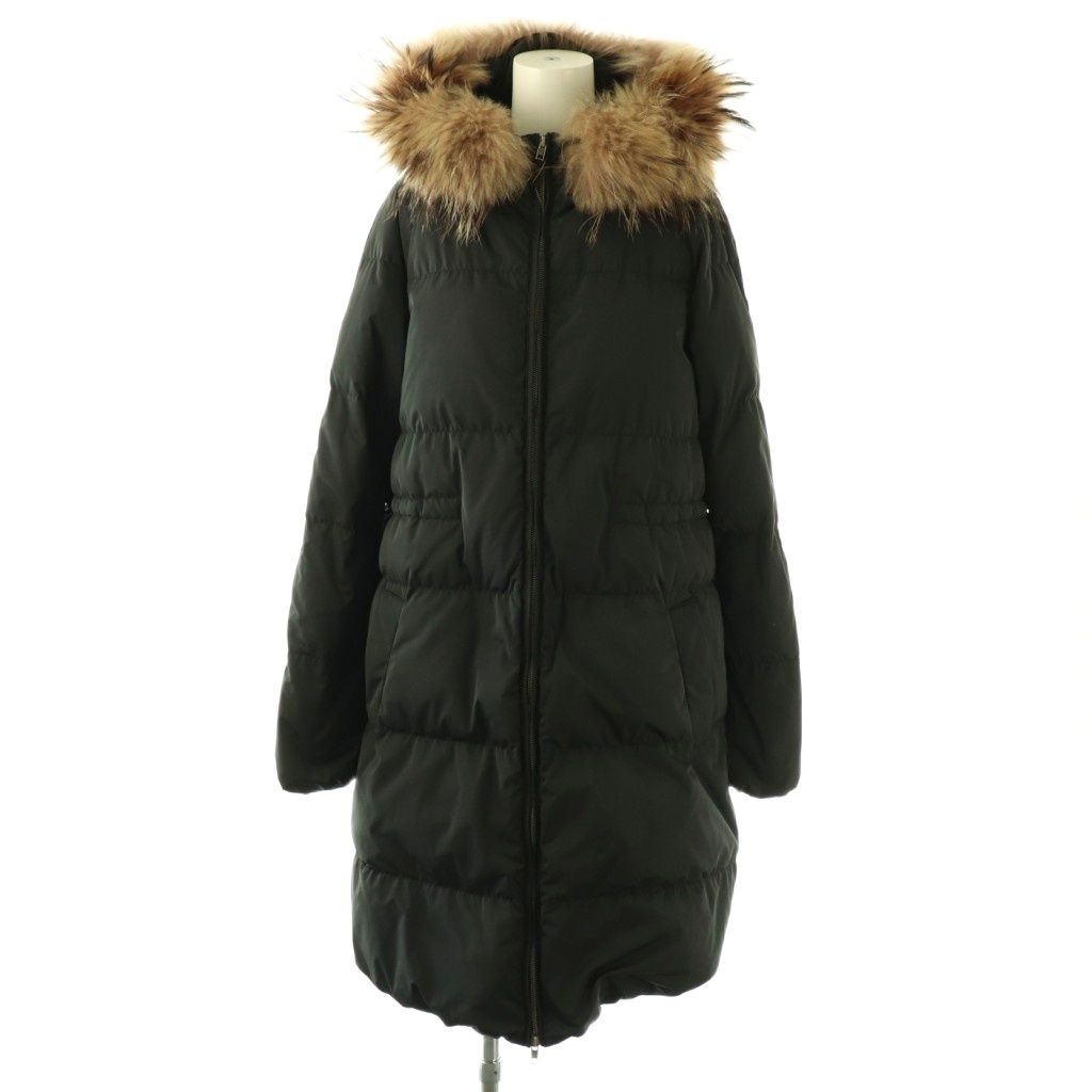 セオリー Theory ダウンコート アウター フード ファー S ブラック /DF