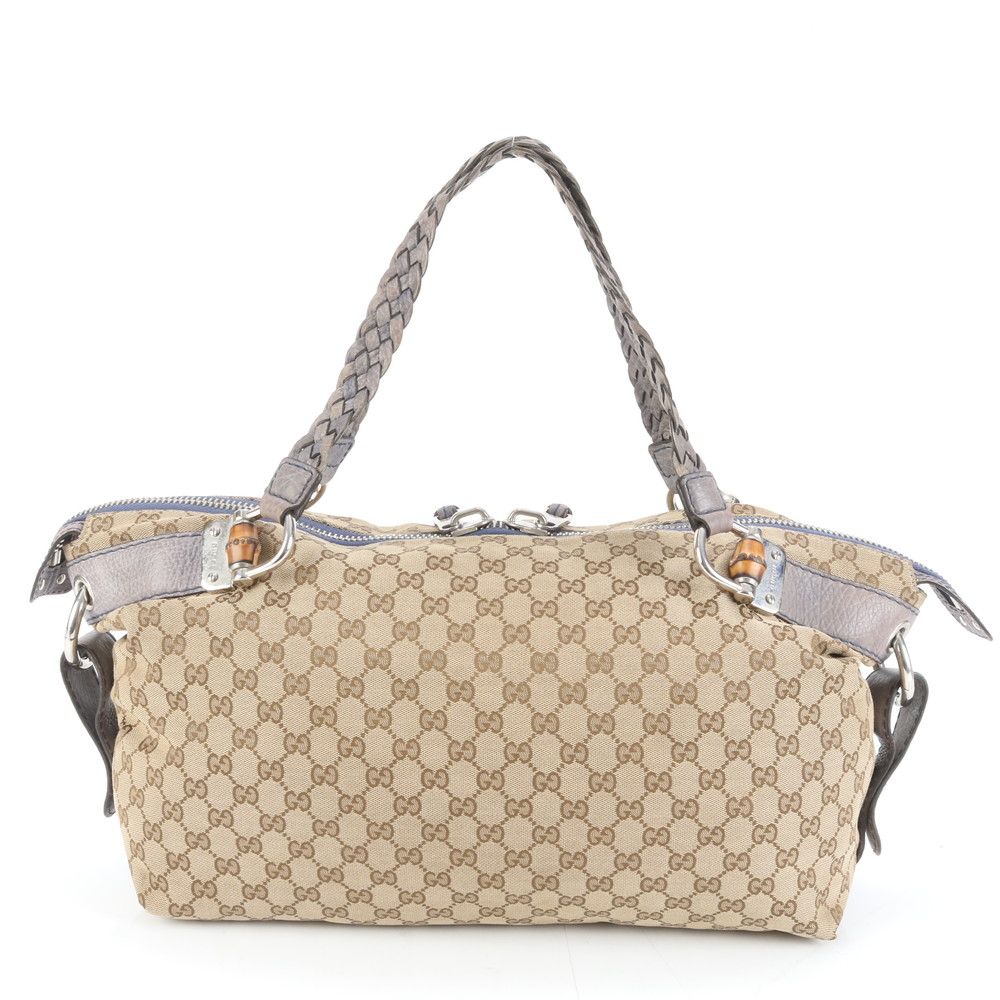 グッチ GG キャンバス バンブー 232959 編みこみ レザー トート バッグ