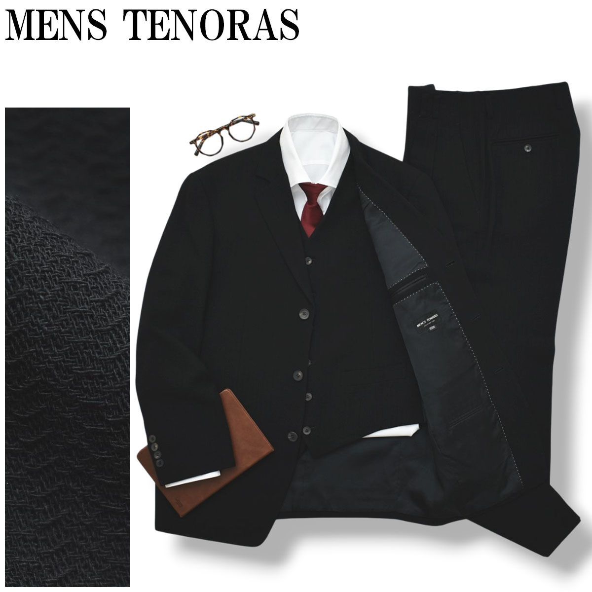 TENORAS ティノラス 3ピース ブラック USED スーツ　セットアップ 日本製 メンズ ティノラス MENS TENORAS シングル 3B 3ピース スーツ