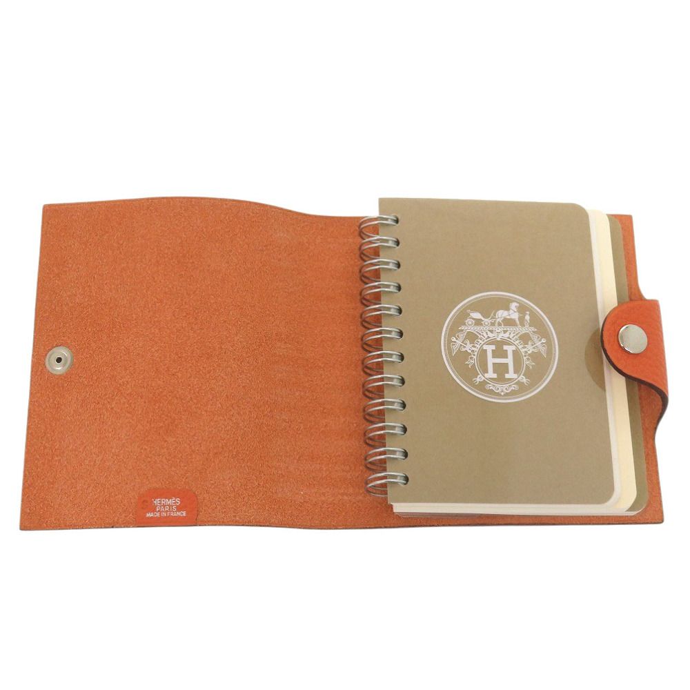 新品同様 エルメス ユリス ミニ トゴ オレンジ 手帳カバー シルバー