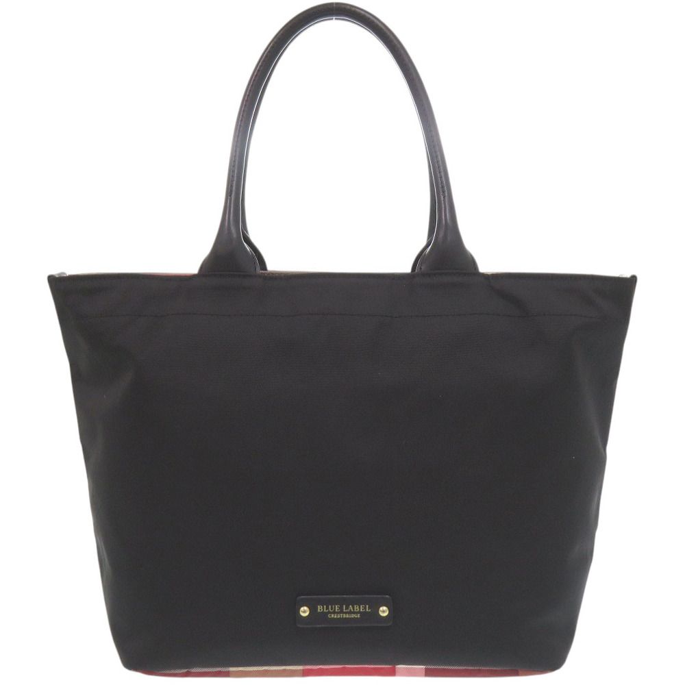 バーバリーブルーレーベル クレストブリッジチェック ブラック トート