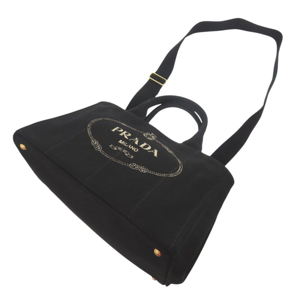 PRADA プラダ　カナパ キャンバス 2way ハンドバッグ ブラック 値下げ 美品 プラダ カナパ キャンバス ブラック 2WAY トートバッグ