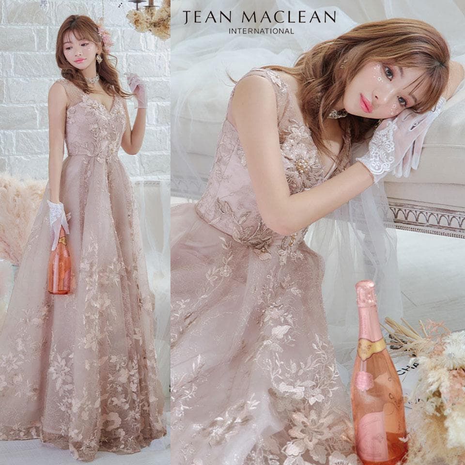 JEAN MACLEAN / ジャンマクレーン】フラワー刺繍ロングドレス 21098