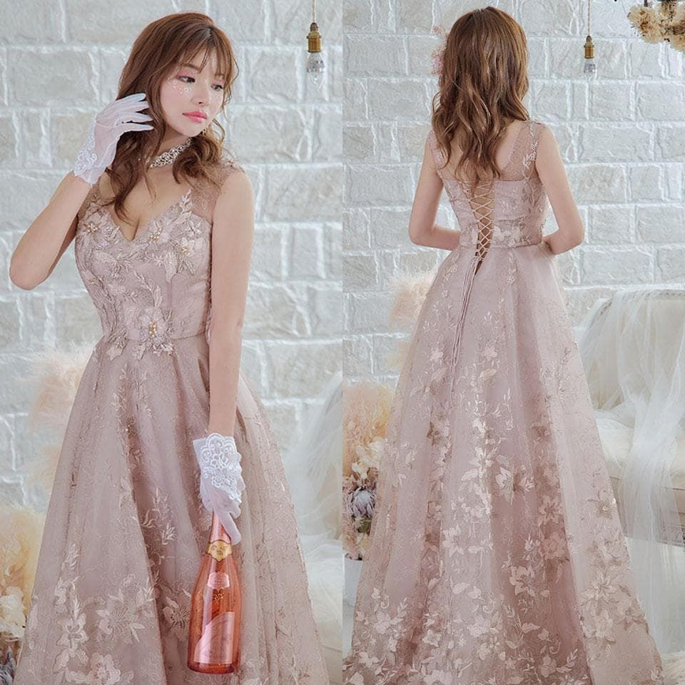 JEAN MACLEAN / ジャンマクレーン】フラワー刺繍ロングドレス 21098