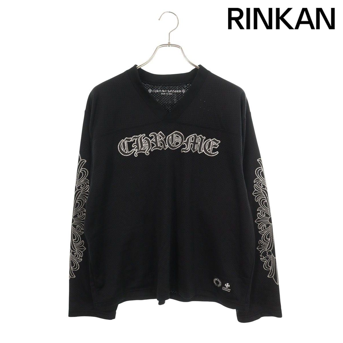 CHROME ブラック メッシュ長袖カットソー クロムハーツ MESH WARM UP JERSEY CHプリントメッシュ長袖カットソー